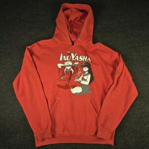 Y2K Inuyasha Men's Red Graphic Anime Streetwear Casual Oversized Hoodie Size L